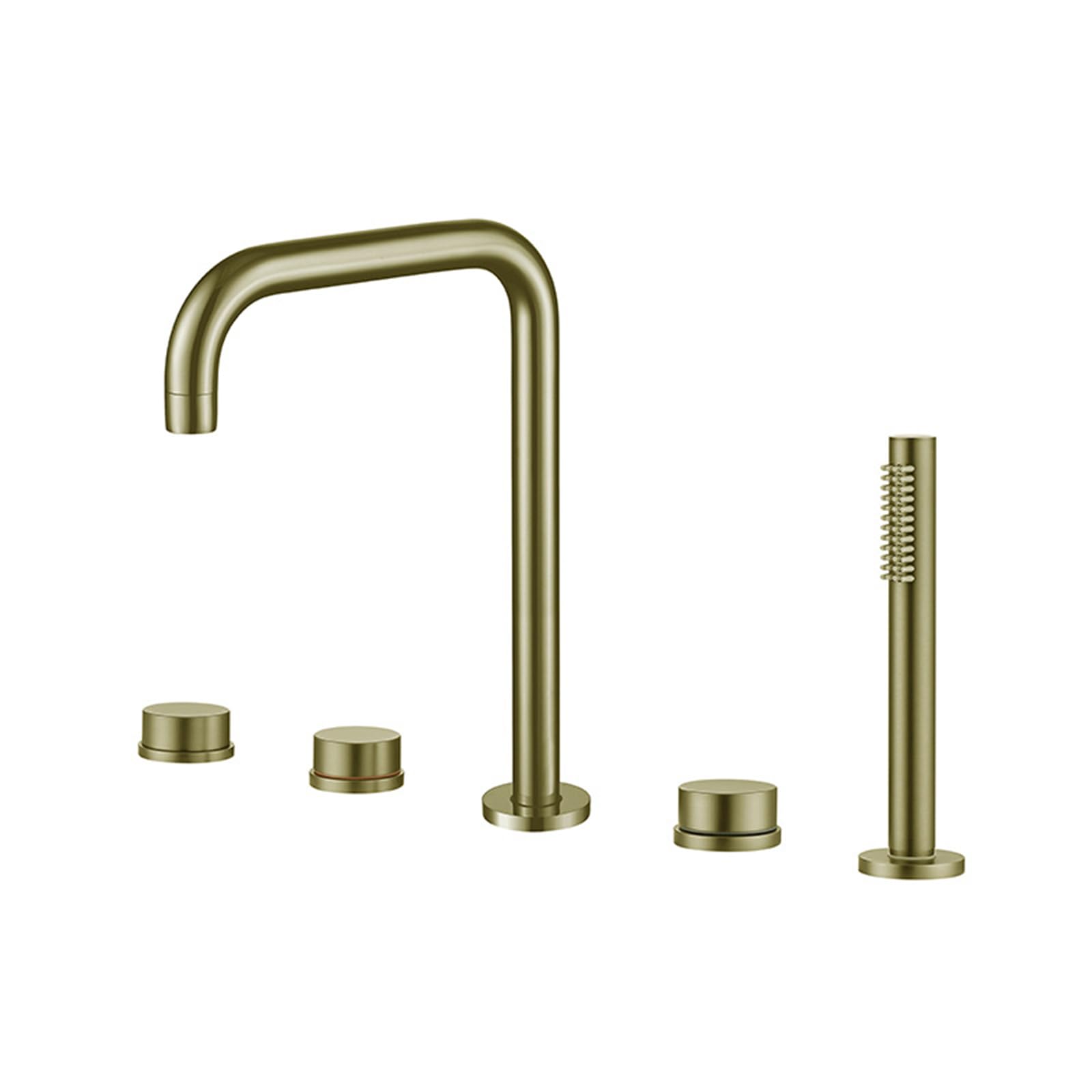 SnamicE Bath Mixer Taps with Shower L-Shaped Spout Bath Tub Mixer Tap with Shower Double Handle Black,Brushed Gold