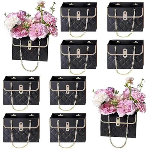 8PCS Flower Paper Gift Bag, Bouquet Storage Bucket Florist Handbag