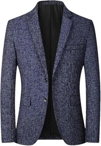 Men's Lightweight Single-Breasted Jacket Thin Solid Color Casual Suit Coat Lapel Work Buttons