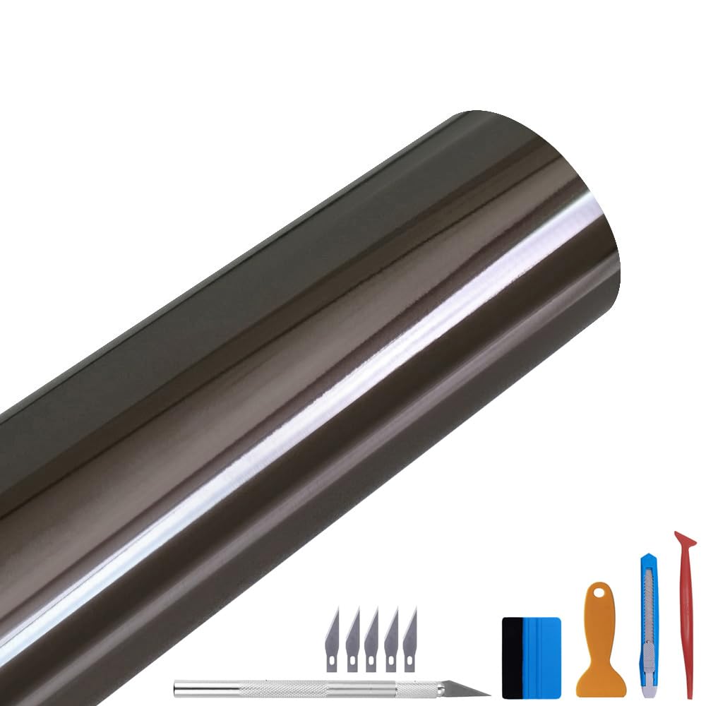 LZLRUN Chrome Mirror Gray Car Vinyl Wrap Self Adhesive Film 1ft x 10ft