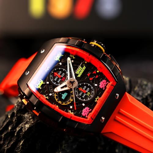 Montre chronographe Nubeo Magellan Space Invaders NB-6024-SI bracelet caoutchouc noir