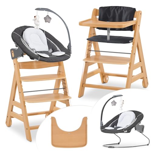 hauck Alpha Move Set Deluxe - Seggiolone in Legno Evolutivo Da 0 Mesi - Sedia Bambini Regolabile con...
