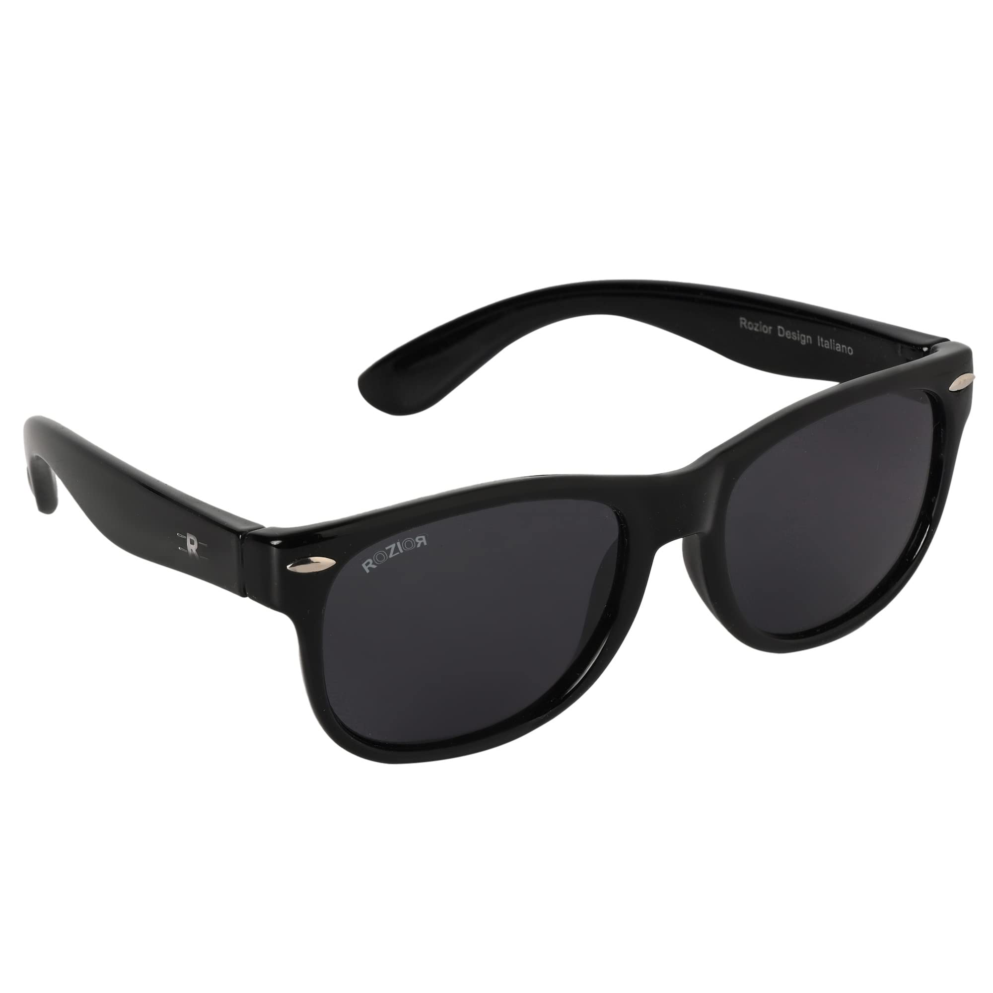 ROZIOR Kids Non-Polarized Sunglasses, Smoke Frame with Smoke Lens, Small Size – Black (Pack of 1) - Image 7 thumbnail