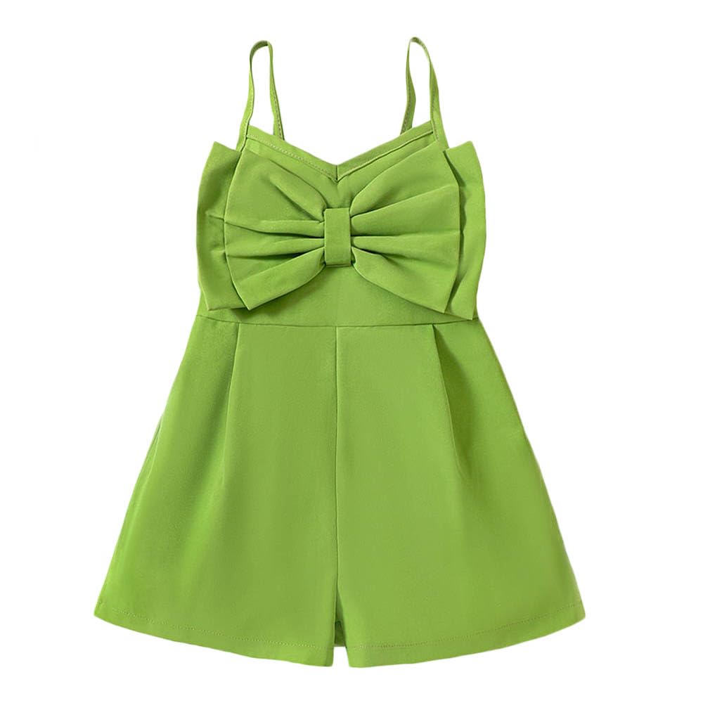 HopscotchGirls Polyester Bow Applique Playsuit in Green