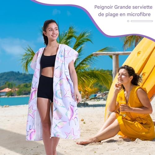 Serviettes de plage pour adultes en microfibre avec capuche