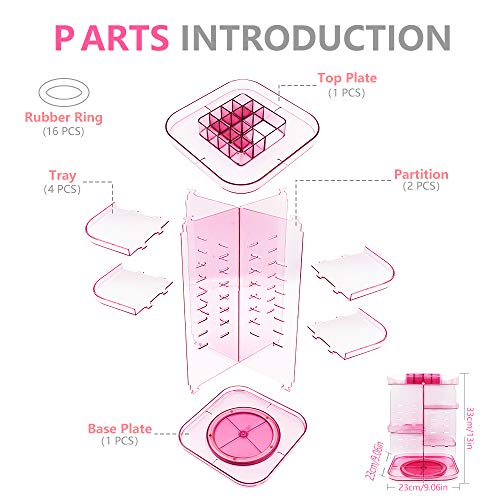 Ubitree Makeup Organizer, 360° Drehbar Kosmetik Aufbewahrungsbox mit 4 Justierbare Schalen für Lippenstifte Makeup… – Bild 6