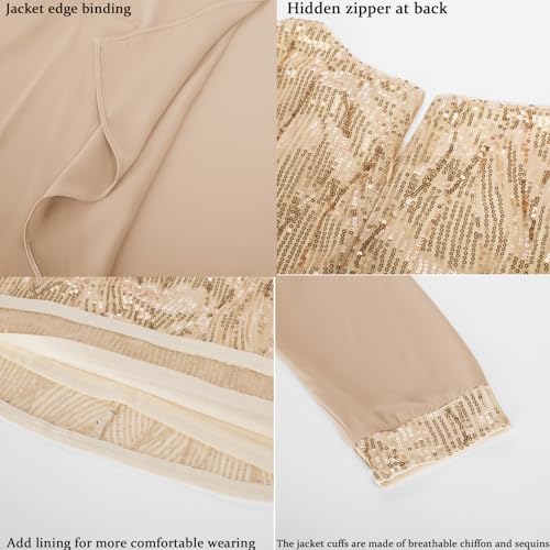 GRACE KARIN Women's Sequin Dress - Wedding Guest & Mother of The Bride Formal Dress - Two Piece Knee Length - Image 6