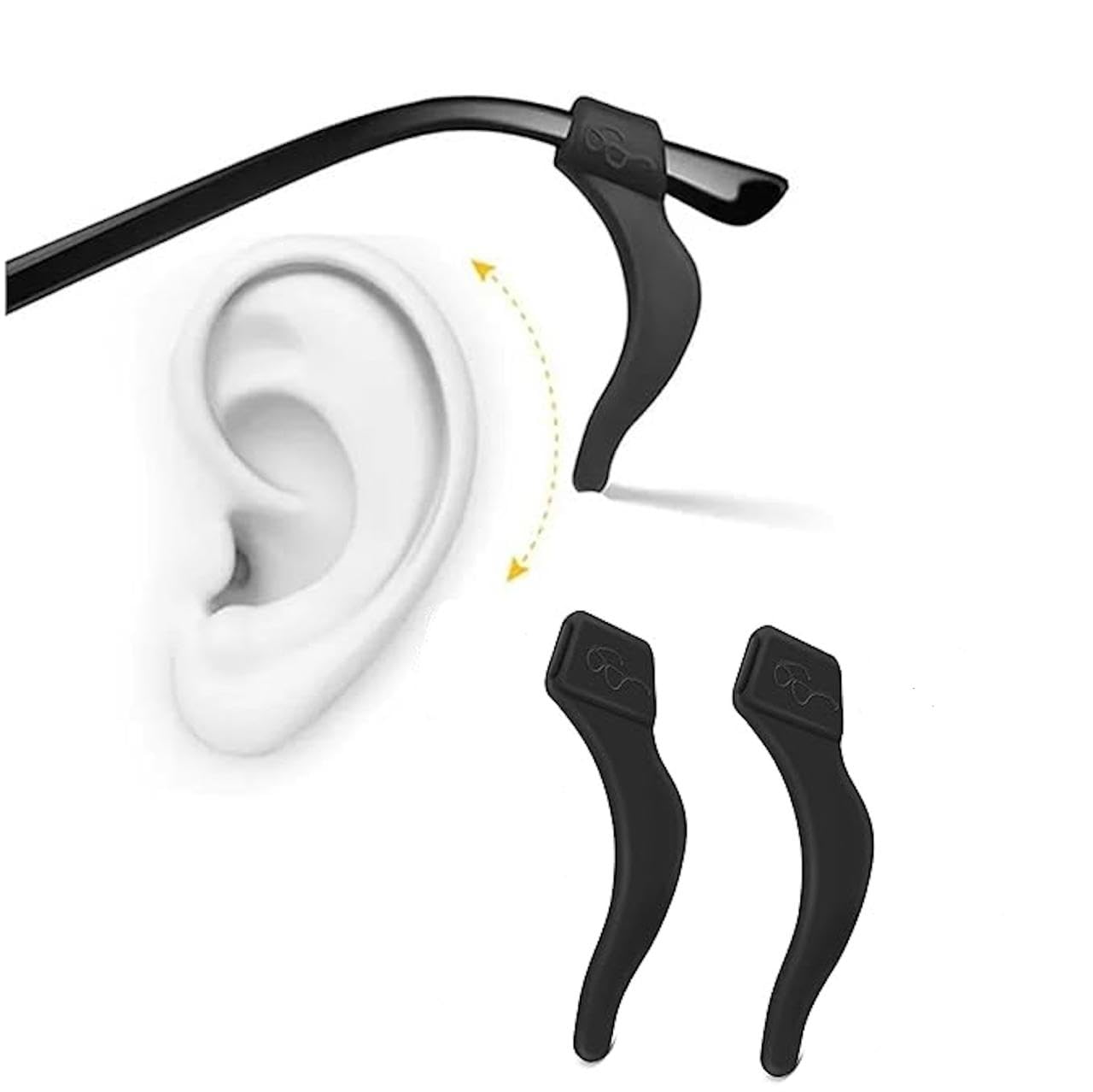 Silicone Eyeglass Holder, Non-Slip Glasses Holder with Ear Grip Hook for Sunglasses and Reading Glasses using for sports, walking, running (2 pair)