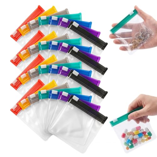Image of Self-Sealing Zipper Medicine Bags, Clear Zipper Pill Storage Bag, 7 Counts /Set Reusable Pill Organizer, Portable Pill Organizer Storage Bag Waterproof Pill Pouch Set for Travel (Multicolor*28)