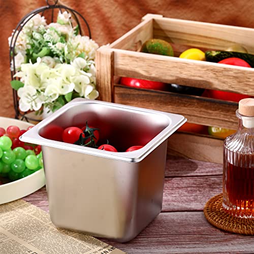Image of Thenshop 10 Pack 1 /6 Size 6 Inch Deep Hotel Pans Stainless Steel Steam Table Food Pan Commercial Metal Food Catering Tray Anti Jam for Hotel Restaurant Buffet Party Supplies (Standard)