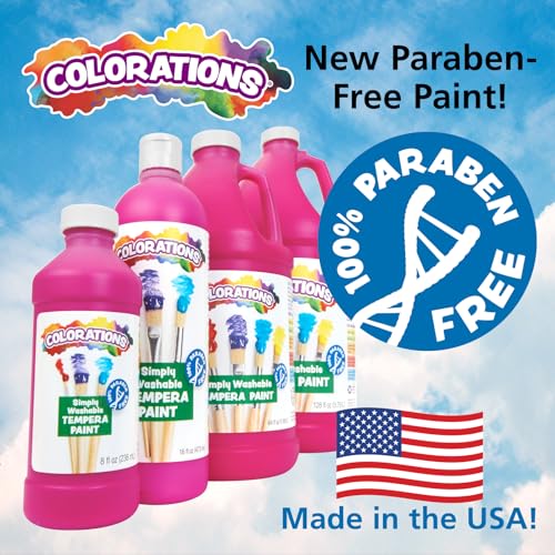 Colorations WSTWH Washable Tempera Paint, 16 fl oz, White, Non Toxic, Vibrant, Bold, Kids Paint, Craft, Hobby, Fun, Art Supplies