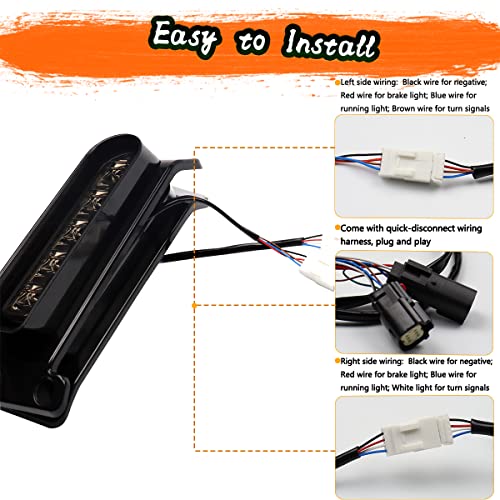 Motoparacc Smoked Led Saddlebag Support Insert Turn Signal Lights, Keystone Auxiliary Filler Panel Brake Tail Lights For Harley Touring Flhr Road King Flht Flhtc Electra Glide Flhrs 2014-2023 #TOP3