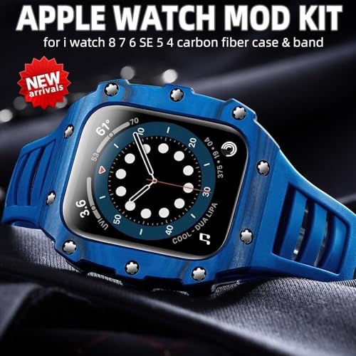 Kit modification iWatch 45mm composants carbone et bracelet caoutchouc flexible - 2