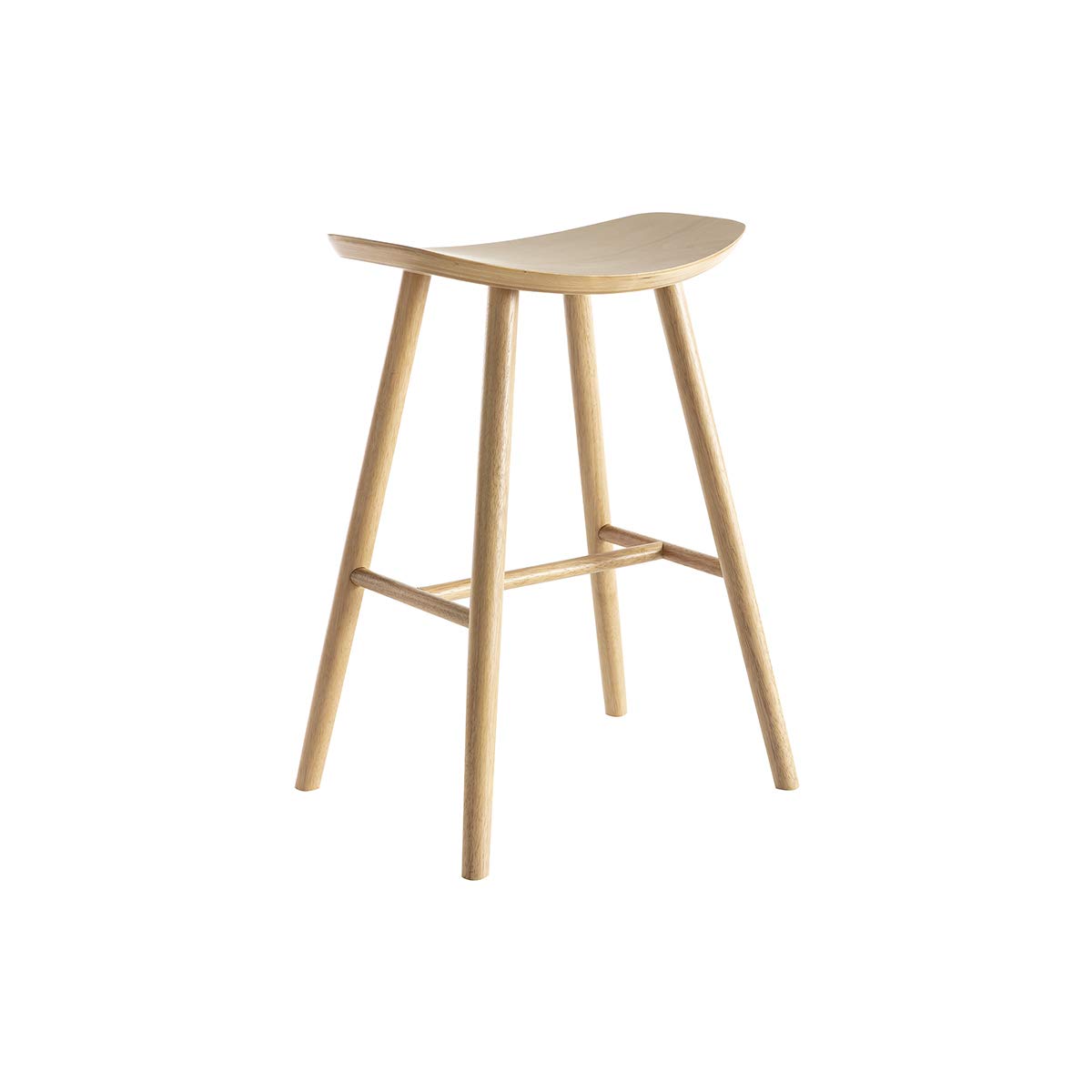 Miliboo Taburete de bar de diseño de madera ligera 65 cm DEMORY