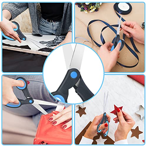 Left Handed Scissors For Adults Kids Student, 8 Inch Lefty Stainless Steel Sharp Blade Soft Comfort-Grip Handles Blunt Scissors, 2-Pack, Black/Blue #TOP3