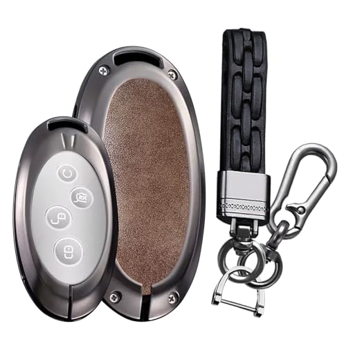Coque de clé BYD Yuan et Song en alliage de zinc et cuir TPU à 4 boutons