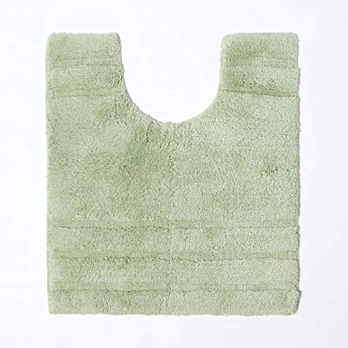 HOMESCAPES Tapis de Bain antidérapant 50 x 55 cm, Tapis Contour WC en Pur Coton Ultra Doux, Couleur Vert Sauge