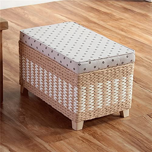 Tabouret de chambre à coucher en lin pour organiser le linge et les plaids - 4