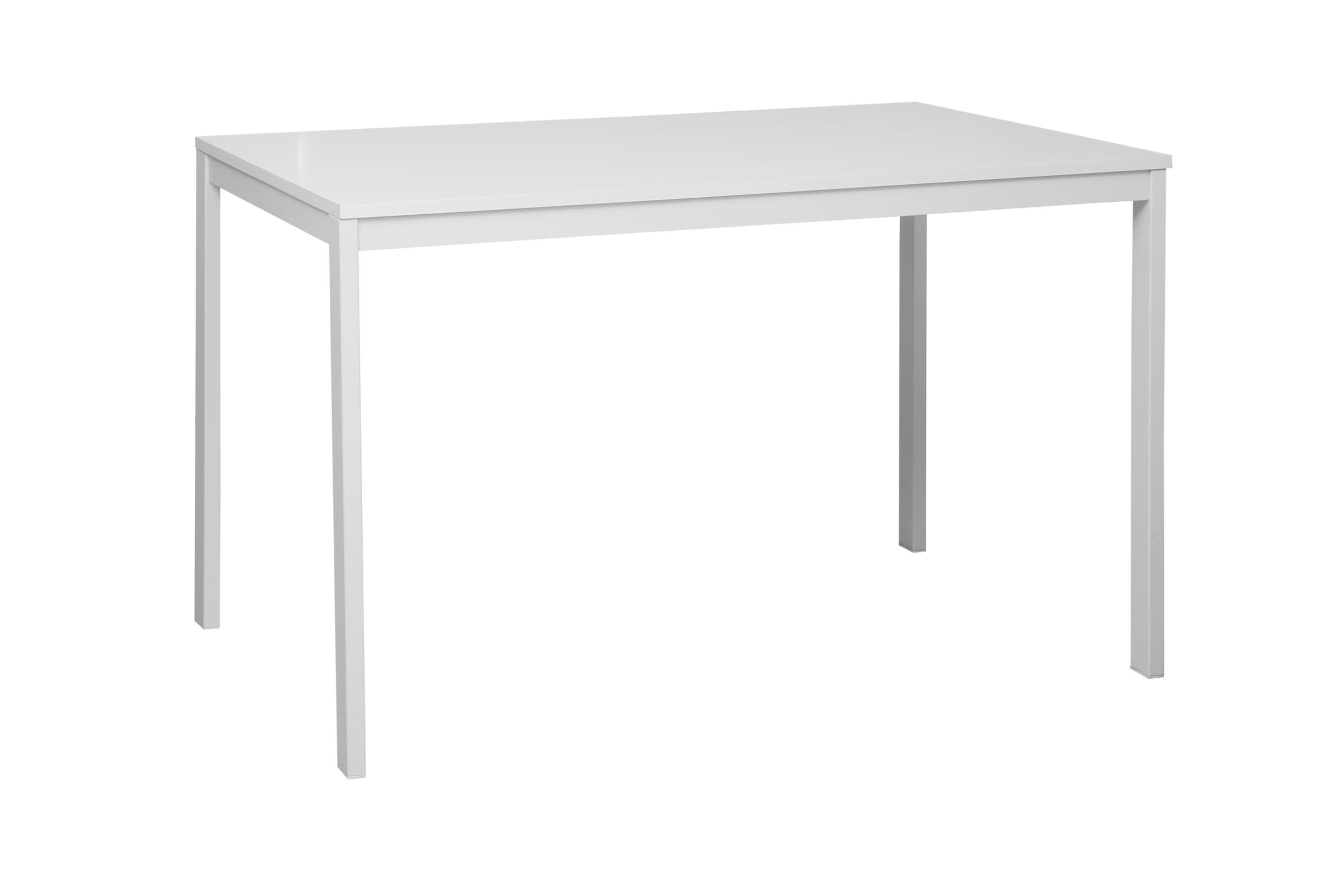 AVANTI TRENDSTORE - Adro - Tavolo da Pranzo Allungabile Moderno, Struttura in Metallo e Piano in Legno Laminato Bianco, Estensibile fino a 180 cm, 120-180 x 74 x 75 cm