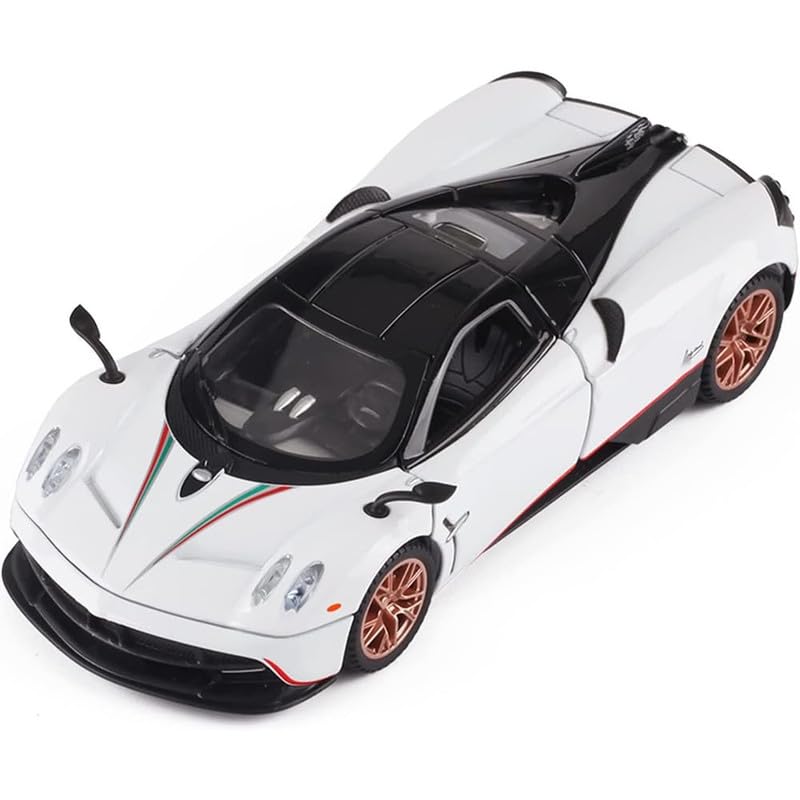 Image of Kids Model 1:24 Hayura Die Cast Metal Car Pull Back Action Opening Doors with Realistic Engine Sound Lights Toy Car Gift for Boys - White