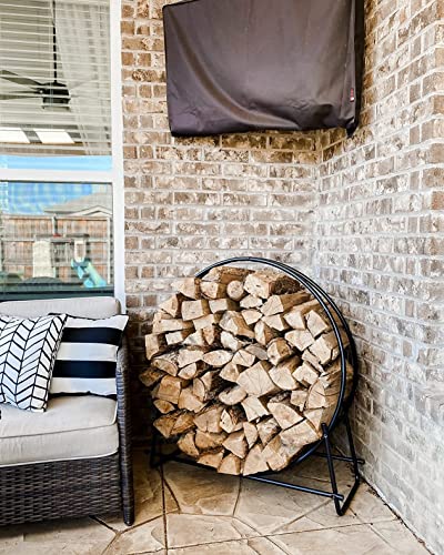 Goplus 41 Inch Firewood Log Hoop, Tubular Steel Log Holder, Heavy Duty Wood Storage Rack For Outdoor & Indoor, Fireplace Pit #TOP3