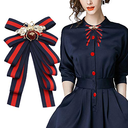 bow tie brooches for womens bee brooch corsage broach Pin Shirt Tie Jabot Collar Neck Tie Cravat for wedding party (Bee/V09)