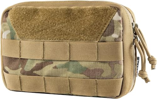 OneTigris Molle Pouch, Tactical Admin Pouch Belt EDC Tool Organizer Zippered Utility Waist Pack 7.5'x5'x2'(Camocolor)