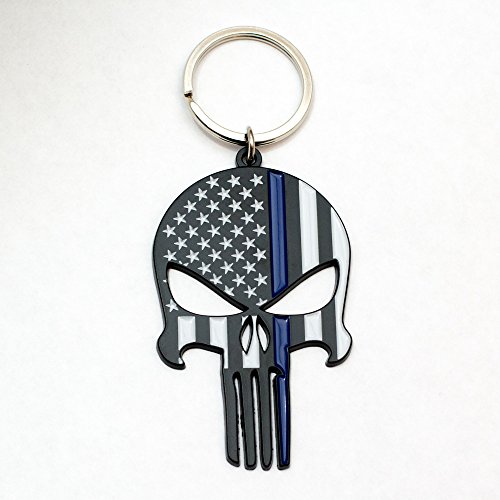 Police Officer Gift - Thin Blue Line Flag Skull Bottle Opener Keychain - Honoring Law Enforcement - Gift Idea For Cop #TOP3