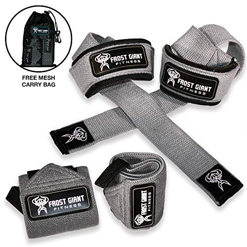 Premium Wrist Wraps Lifting Straps Bundle w/Carry Bag | Professional Grade Heavy Duty Hand and Wrist Support Weightlifting w/ 2 Year No Questions Asked Warranty (Grey, Wraps & Straps Combo)