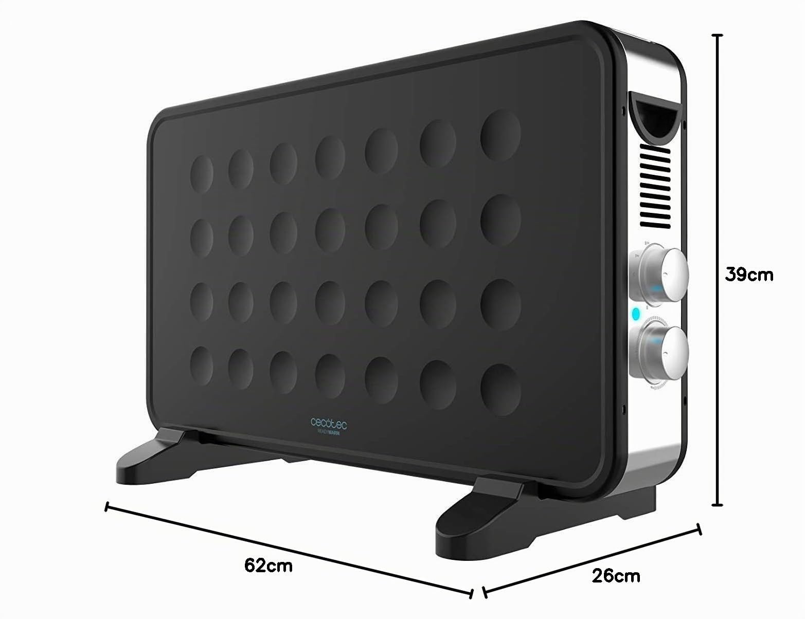 Cecotec Ready Warm 6500 Turbo Convection 2000 W, termostato regolabile, 3 modalità, supporto da pavimento, protezione da surriscaldamento, design verticale, silenzioso, 20 m2 (Design)
