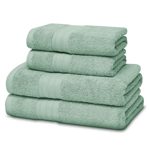 Victorio & Lucchino Juego de Toallas 100% Algodón - 2 Toallas Baño Ducha 70x140cm + 2 Toallas Lavabo 50x100cm - Color Menta