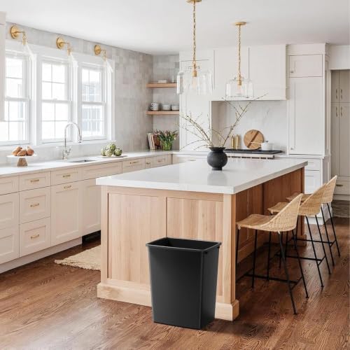 Image of ROOMTEC 35QT Kitchen Trash Can,Sturdy and Lightweight Slim Trash Can,1 Pack | 35QT Plastic Trash Can, Trash Cans for Kitchen, Workspace, Bathroom, Office, Easy to Clean ,Wide-open Top Design, Black