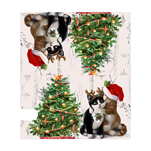 Image of Texupday Merry Christmas Cute Cat Kitten Decoration Mailbox Cover with Magnetic Strip Winter Mailbox Wraps Post Letter Box Cover Standard Size 21 inch X 18 inch Garden Outdoor Yard Decor