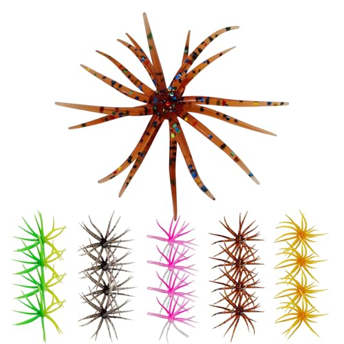 Eupheng 20PCS Floating Sea Urchin Soft Bait, 1.1in & 2.36in Finesse Lifelike Dice Fishing Lures with Multiple Tentacles for Trout, Bass, Crappie