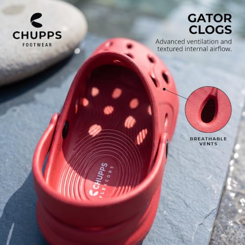 Image of CHUPPS Gator Clogs for Men | Lightweight EVA Clogs | Anti-Slip Sole | Cushioned Footbed | Breathable Ventilation | Adjustable Back Strap | Waterproof Casual Garden Clogs for Men