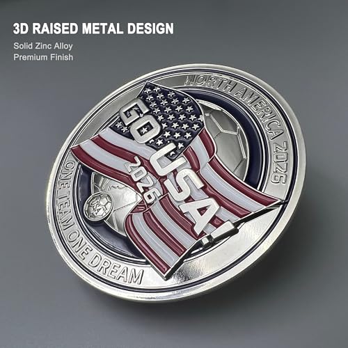 Imán decorativo redondo 3D para refrigerador USA Soccer 8 cm miniatura 3