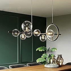 Lamparas Araña Negras Lámpara de araña negra creativa, lámpara de burbuja de cristal, araña colgante del restaurante, lámparas colgantes decorativas, sala de estar, accesorio de iluminación interior (fuente de luz G9)