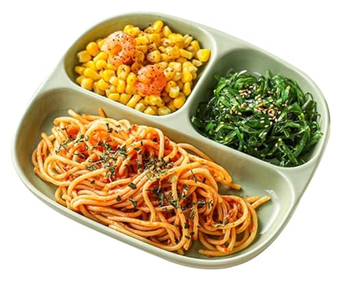 ランチプレート、仕切り皿、 セラミック製仕切り皿、穀物/野菜/果物用分量コントロールトレイ(Green)