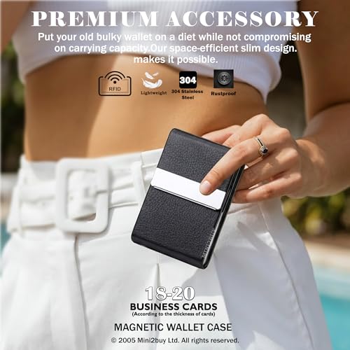 Image of Mini2buy Customized Unisex Vertical Card Holder Name Engraved for Credit|Debit|ATM|Business Visiting RFID Blocking Stainless Steel (1 x 10 x 6 cm) Personal Corporate Gift (S-Plan Black)