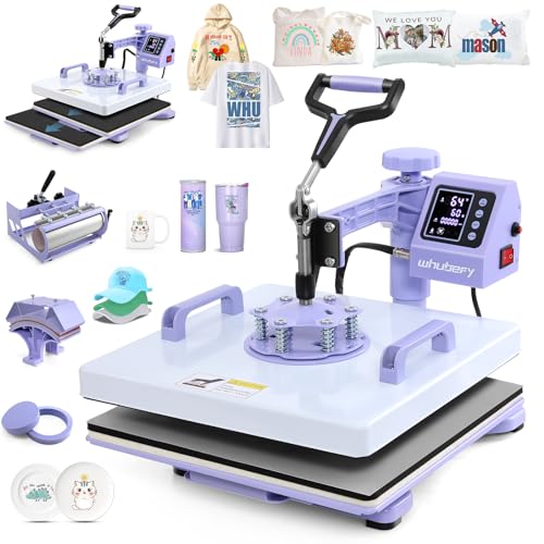 Whubefy Heat Press 15x15 inch 5 in 1 with 30OZ Tumbler Press, Slide Out 360° Swing Away Digital...