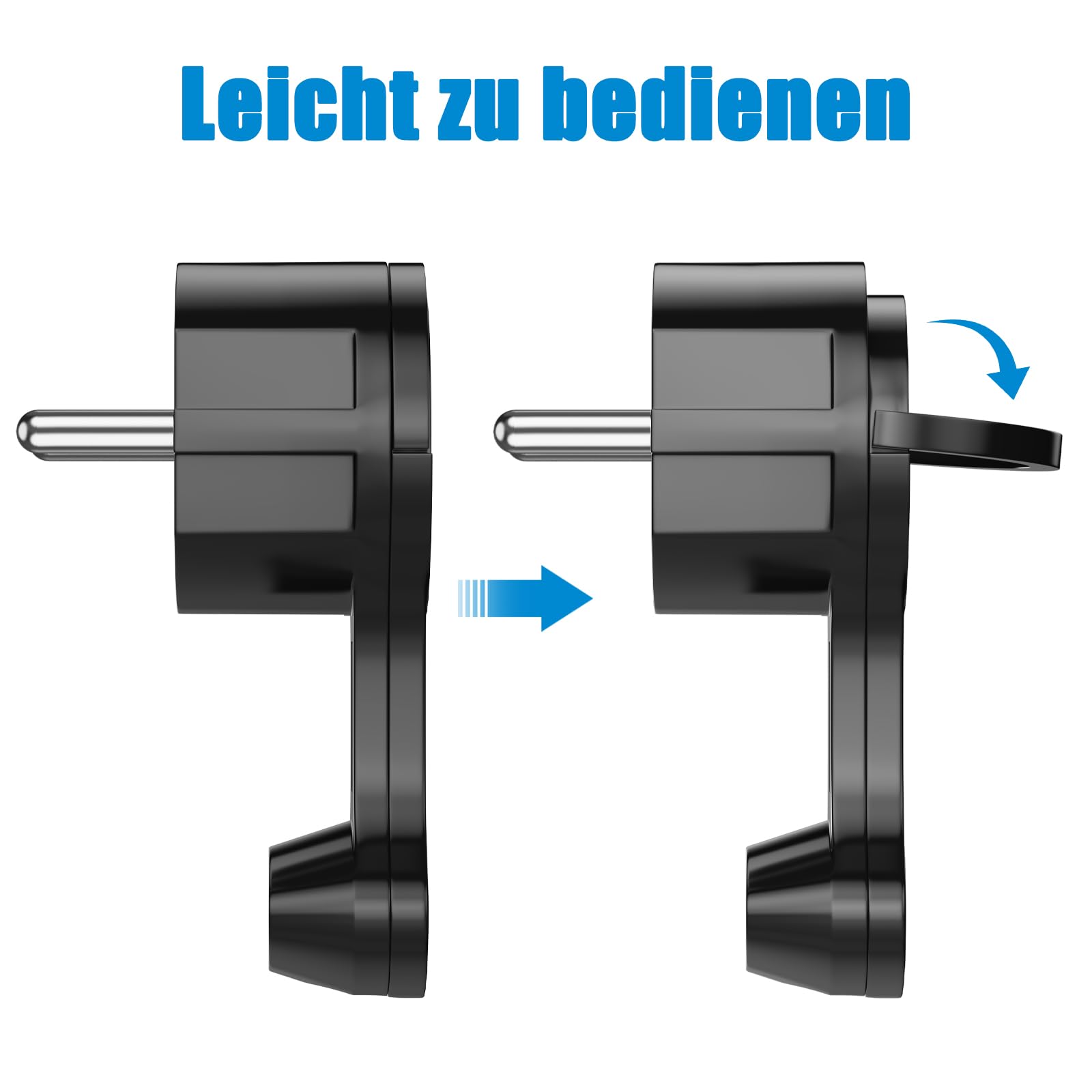 Elektryczna wtyczka Schuko, ekstra płaska wtyczka uziemiająca ze składanym uchwytem, 250 V, 16 A, do kabli do 3 x 1,5 mm², wtyczka płaska, wtyczka euro, czarna, 2 sztuki