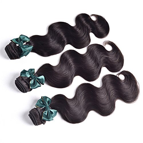 Luduna Brazilian body wave Hair 3 Bundles With Free Part 4x4 Lace Closure Unprocessed Virgin Human Hair Wave (10 12 14+10, Natural Color) …