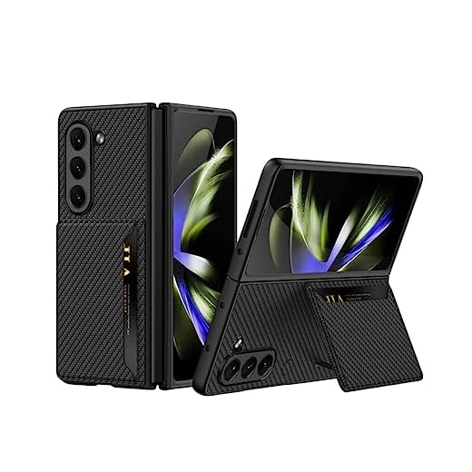 BAILI Capa carteira de couro para Samsung Galaxy Z Fold5, capa para Galaxy Z Fold 5 com compartimentos para cartões, capa para Galaxy Z Fold 5 com suporte de cartão, capa protetora de queda de grau militar para Fold5-TXW