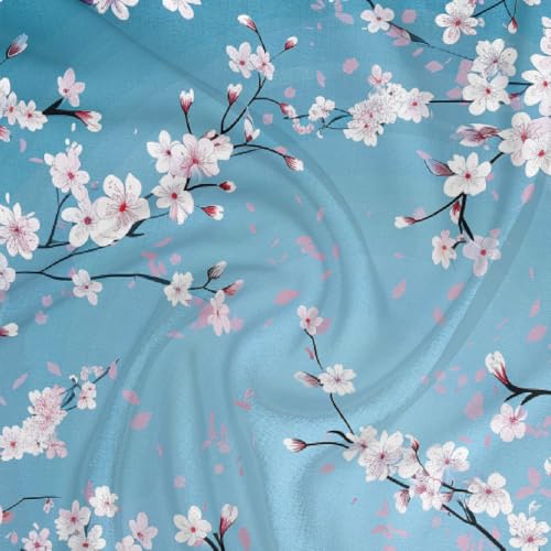Silky Scarf 23.6" Fashion Neckerchief Purse Scarf Printed Hair Scarf for Women Girls (Japanese Cherry Blossom Flower)3