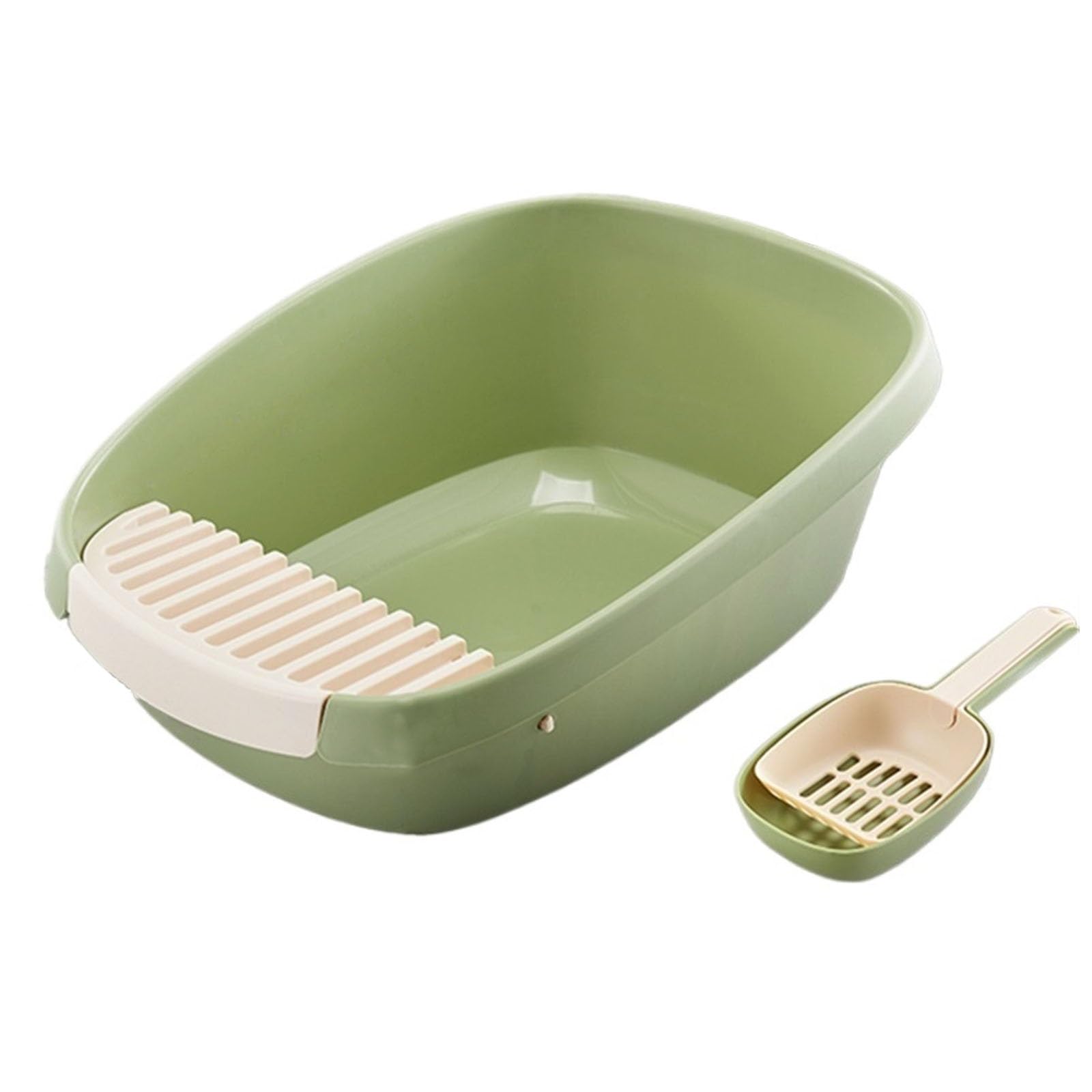 Lettiera per gatti chiusa, con lato alto, extra large, per gatti grandi e multipli, facile da pulire, con paletta, lettiera per gatti (verde, XL)