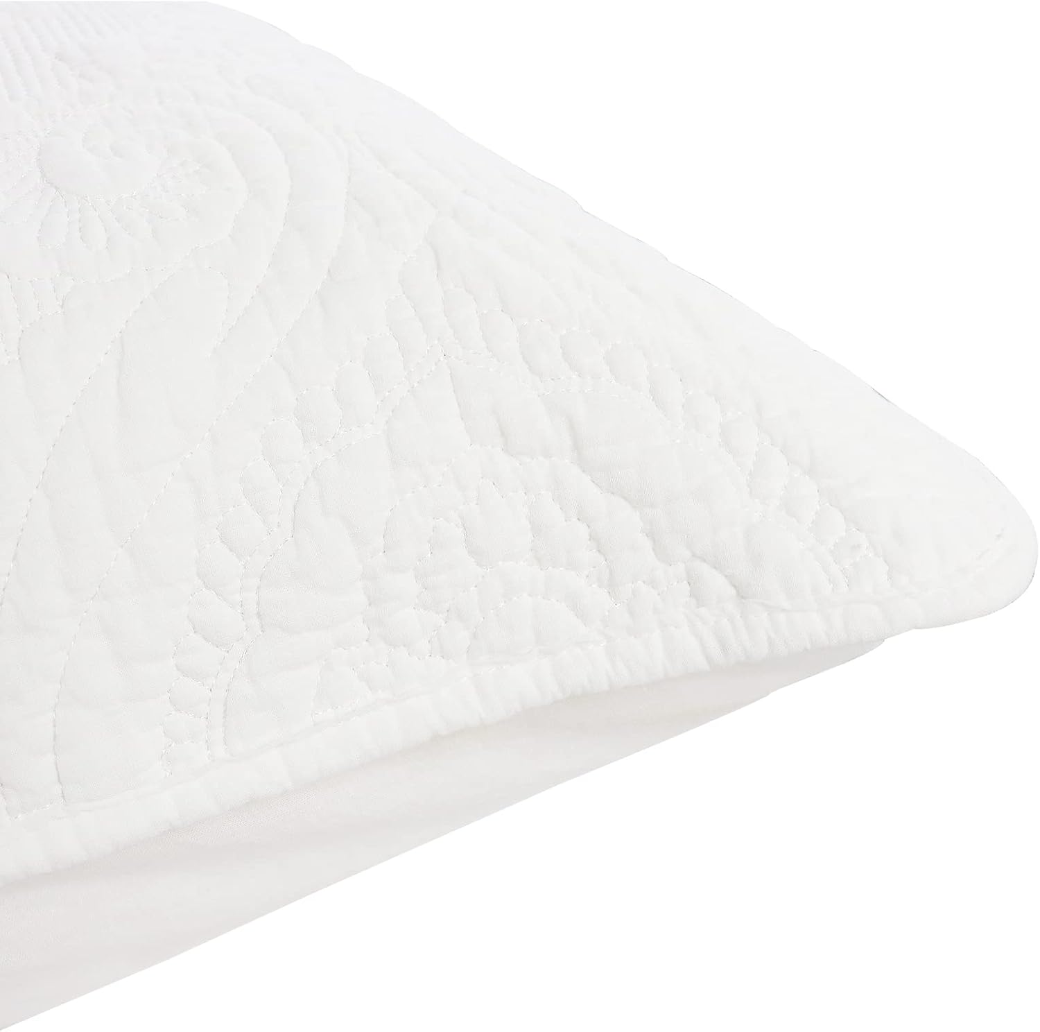 Brandream White Damask Quilted Pillow Shams Cotton Standard Size Pillow Cases Set of 2 Comfy Soft Decorative Pillow Covers - Image 6