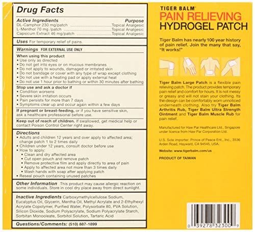 Tiger Balm Pain Relieving Patch Large, 4 Count (Pack Of 6) #TOP1