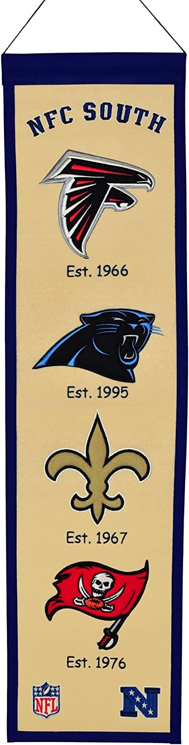 NFC South Division Vertical Wall Hanging Banner (8x32) Saints Buccaneers Falcons Panthers