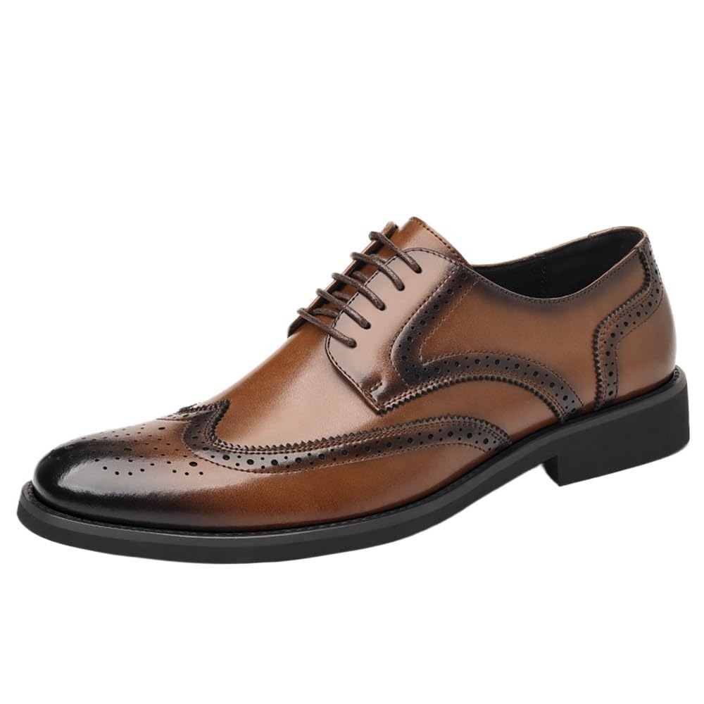 Mens British Style Leather Shoes Pointed Toe Brogue Business Large Size Dress Oxford Spring Casual Fashion Formal Comfortable