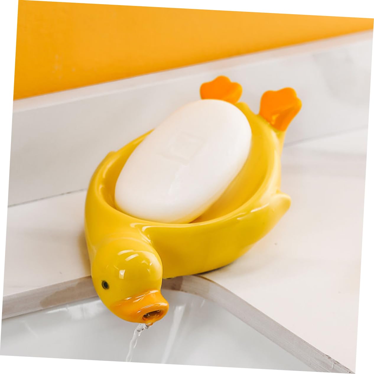 SOLUSTRE 3Er-Packung Seifenschale abtropfen Lassen Tierseifenhalter süßer Seifenhalter Mini Entenseifenhalter kleine Seifenschale Badezimmer Keramik Yellow